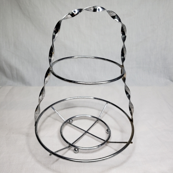 Vintage Silver Metal Two Tiered Candy Nut Dish Holder - Picture 1 of 3